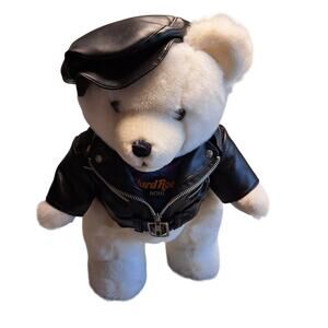 Vintage Hard Rock Hotel Biker Teddy Bear Plush 1995 LAS VEGAS 17" STUFFED ANIMAL
